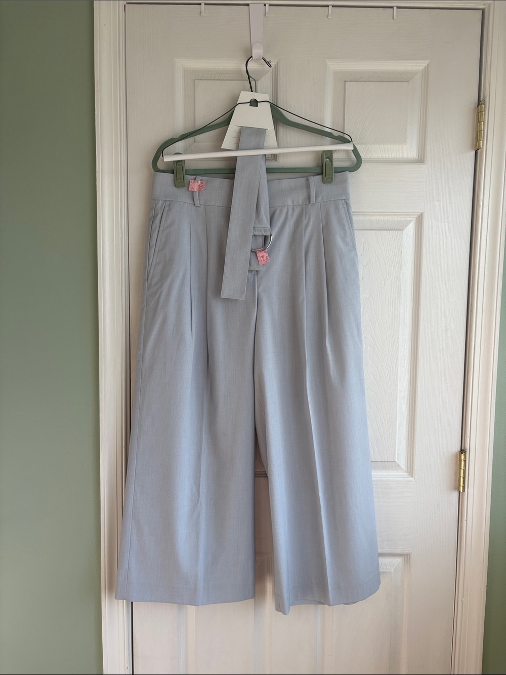 Ann Taylor Soft Light Blue Trousers with White Waistband